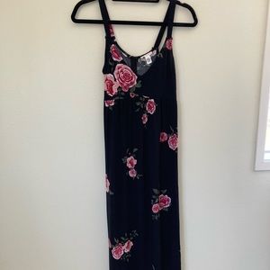 Full Tilt Black Maxi dress with Rose print